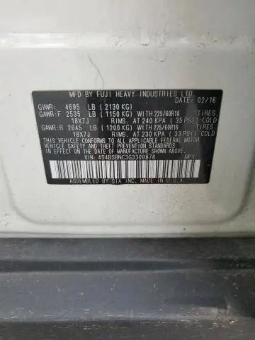 2016 SUBARU OUTBACK 2.5I LIMITED  