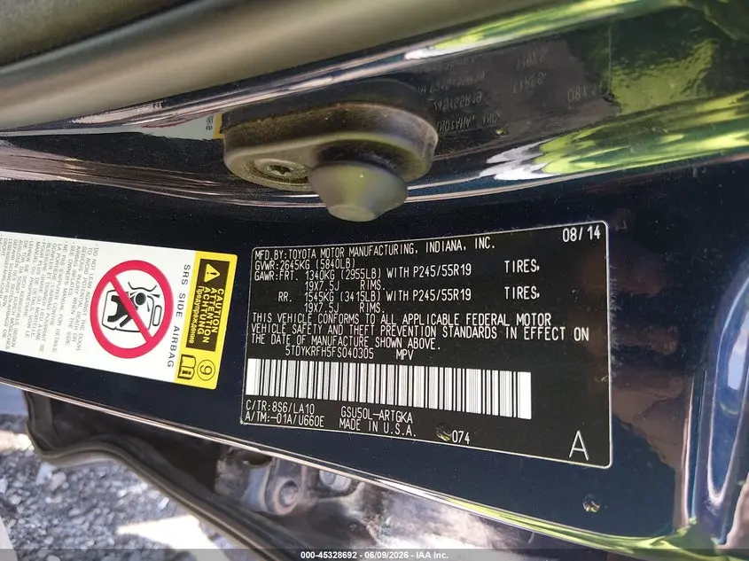 2015 TOYOTA HIGHLANDER LIMITED V6