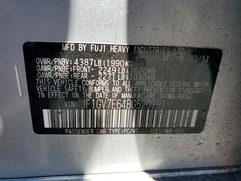 2011 SUBARU IMPREZA WRX  