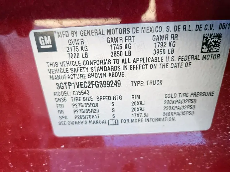 2015 GMC SIERRA C1500 SLT  