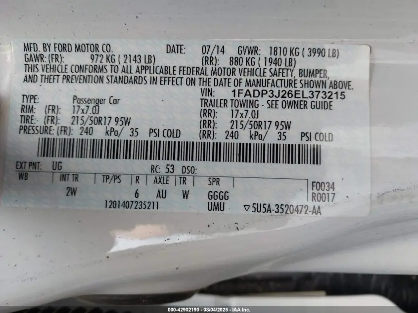 2014 FORD FOCUS TITANIUM