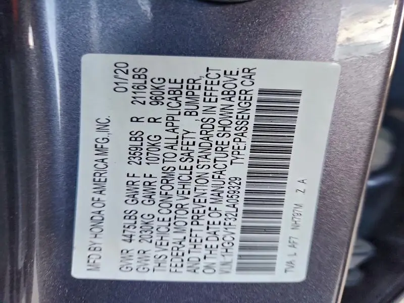 2020 HONDA ACCORD SPORT  