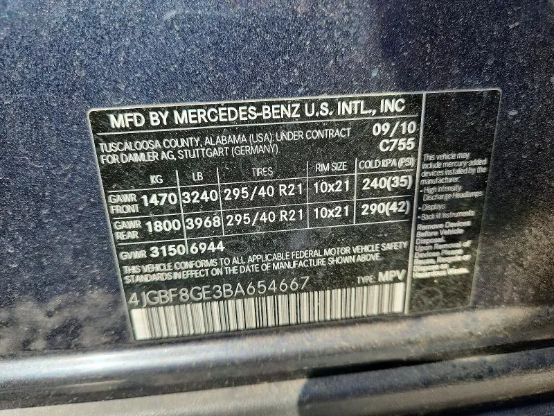 2011 MERCEDES-BENZ GL 550 4MATIC  