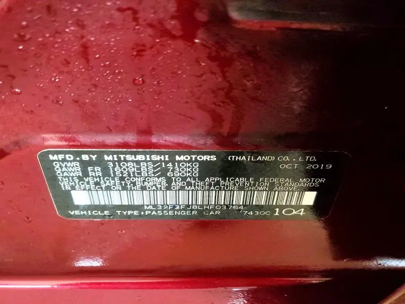 2020 MITSUBISHI MIRAGE G4 ES  