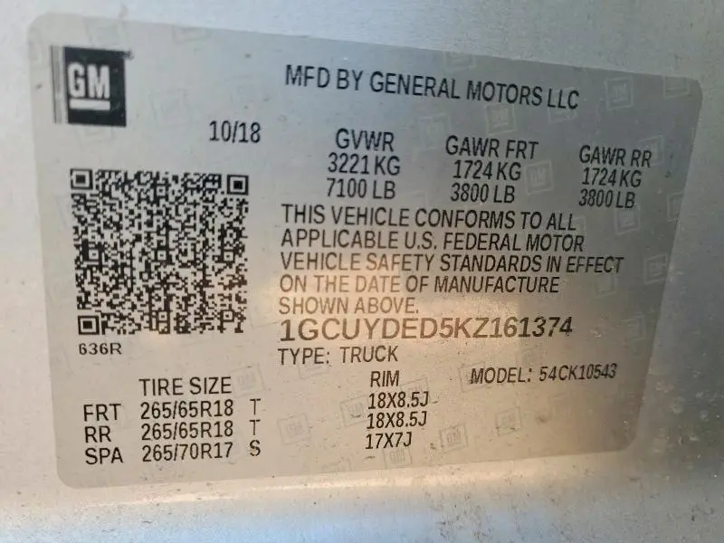 2019 CHEVROLET SILVERADO K1500 LT  