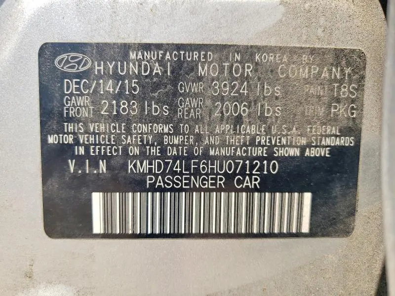 2017 HYUNDAI ELANTRA SE  