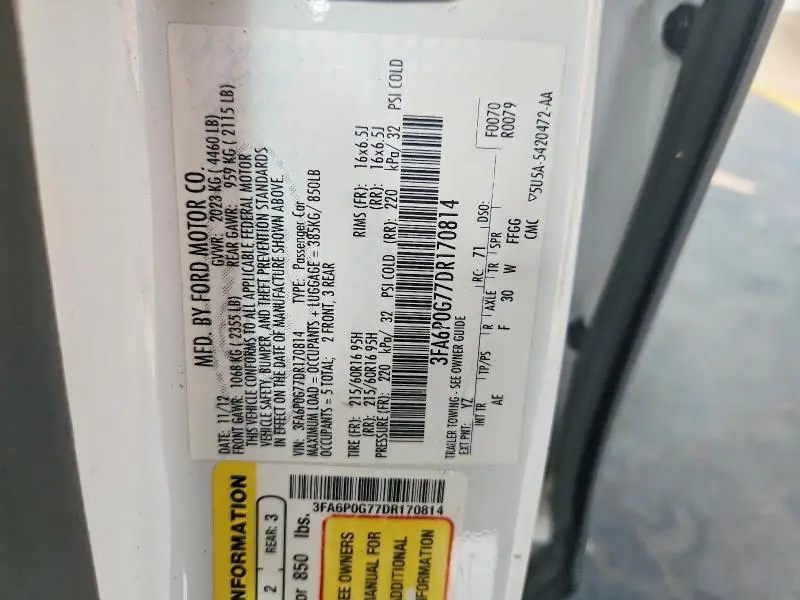 2013 FORD FUSION S  