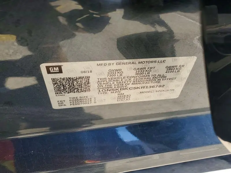 2019 CHEVROLET TAHOE K1500 LT  