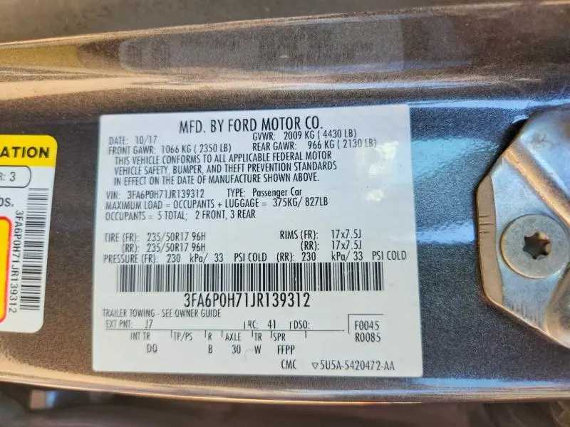 2018 FORD FUSION SE  
