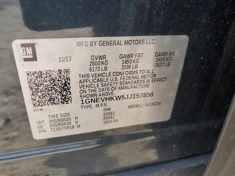 2018 CHEVROLET TRAVERSE LT  