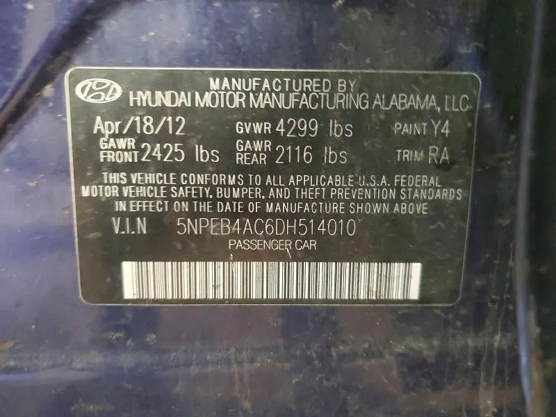 2013 HYUNDAI SONATA GLS  