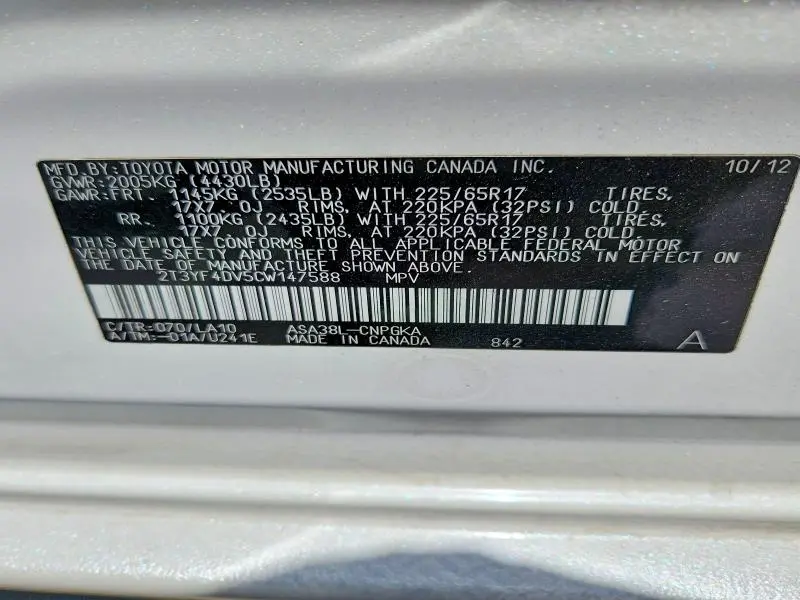 2012 TOYOTA RAV4 LIMITED  