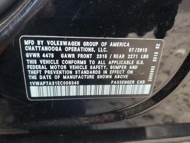 2014 VOLKSWAGEN PASSAT S  