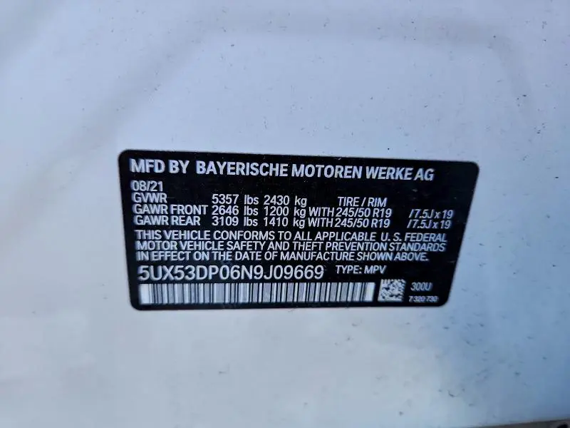 2022 BMW X3 XDRIVE30I  