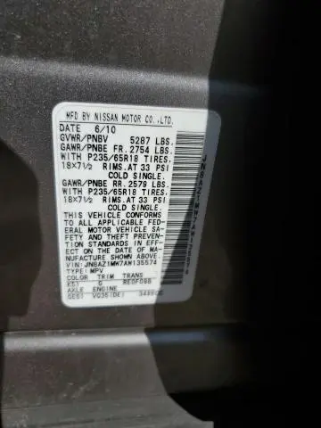 2010 NISSAN MURANO S  