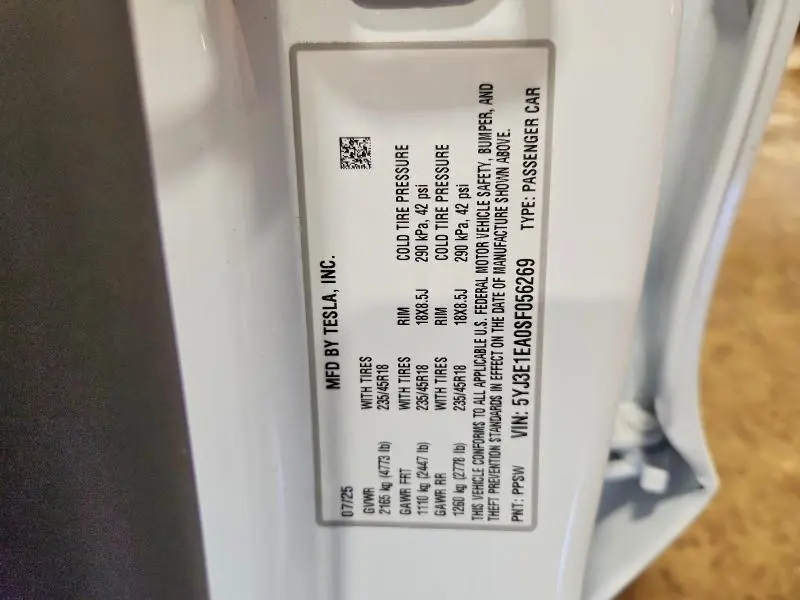 2025 TESLA MODEL 3   