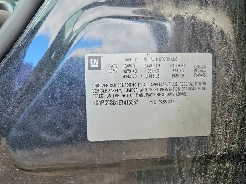 2014 CHEVROLET CRUZE LT  