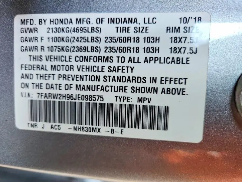 2018 HONDA CR-V TOURING  