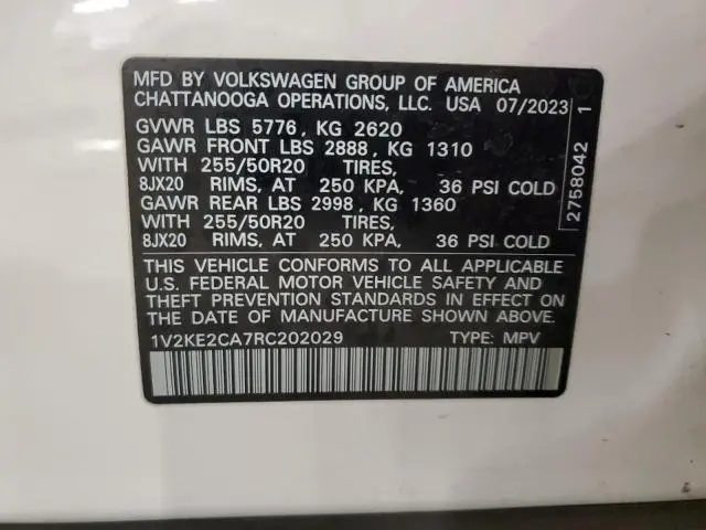 2024 VOLKSWAGEN ATLAS CROSS SPORT SE  