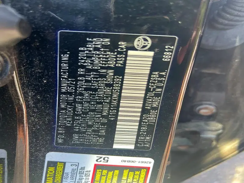 2021 TOYOTA CAMRY SE  
