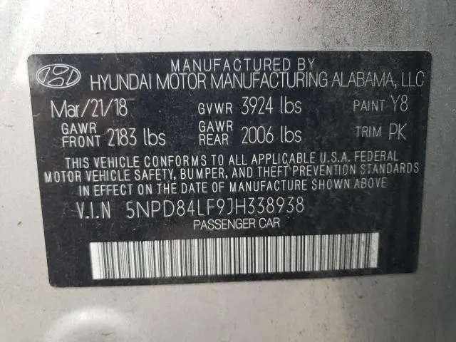 2018 HYUNDAI ELANTRA SEL  