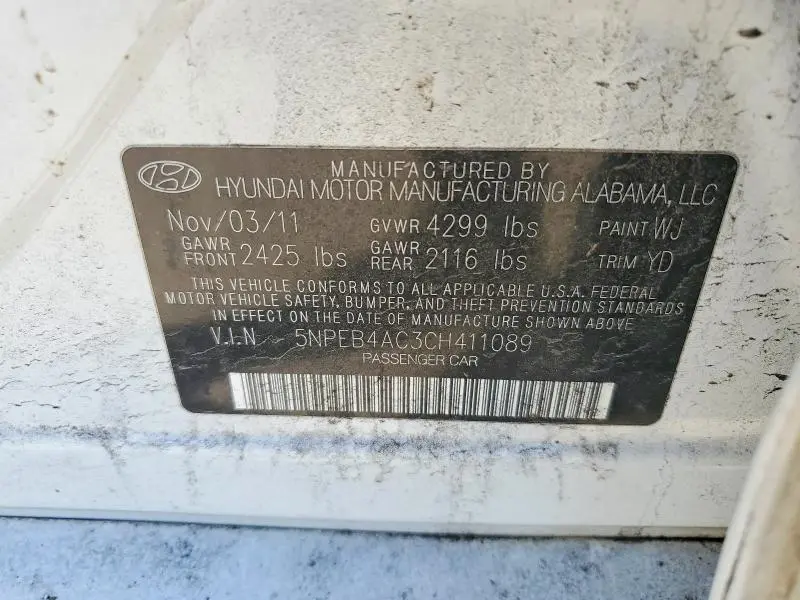 2012 HYUNDAI SONATA GLS  