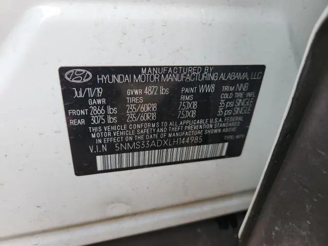 2020 HYUNDAI SANTA FE SEL  