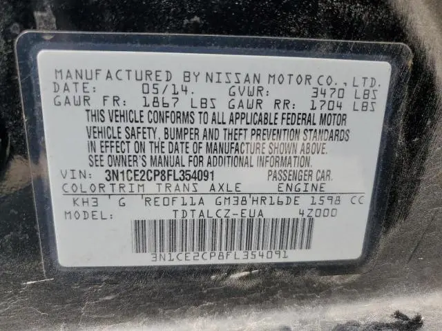 2015 NISSAN VERSA NOTE S  