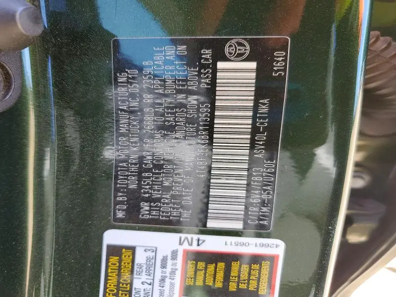 2011 TOYOTA CAMRY LE  