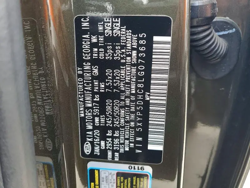 2020 KIA TELLURIDE SX  