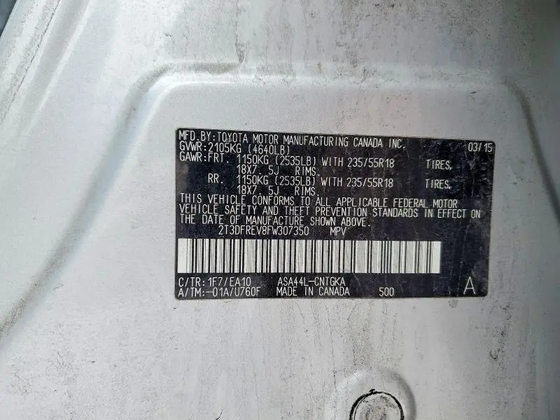 2015 TOYOTA RAV4 LIMITED  