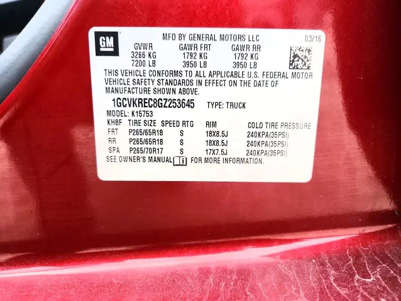 2016 CHEVROLET SILVERADO K1500 LT  