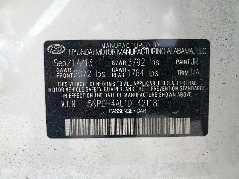 2013 HYUNDAI ELANTRA GLS  