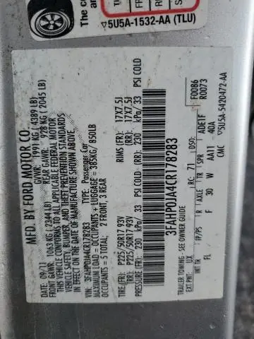 2012 FORD FUSION SEL  