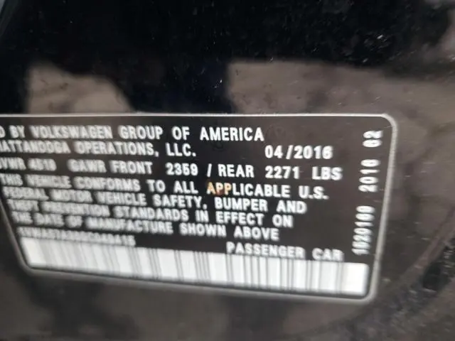 2016 VOLKSWAGEN PASSAT S  