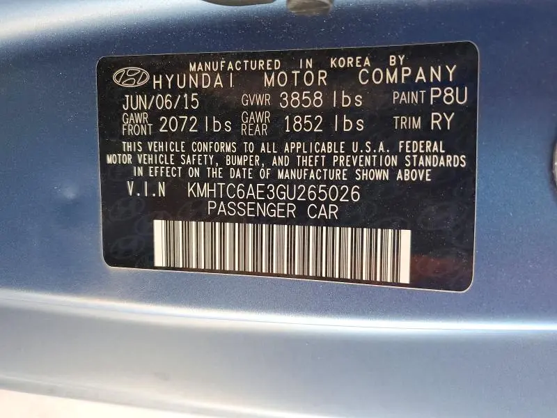 2016 HYUNDAI VELOSTER TURBO  