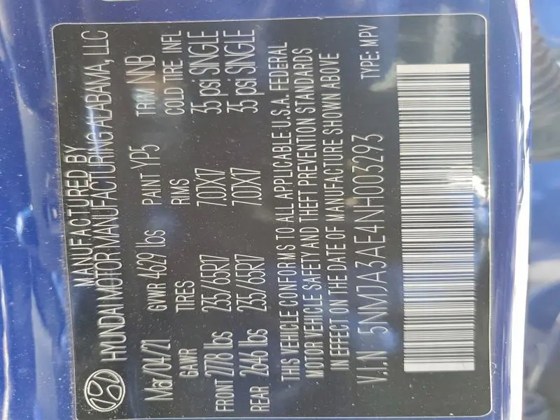 2022 HYUNDAI TUCSON SE  