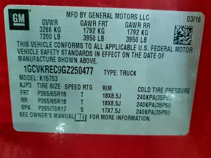 2016 CHEVROLET SILVERADO K1500 LT  