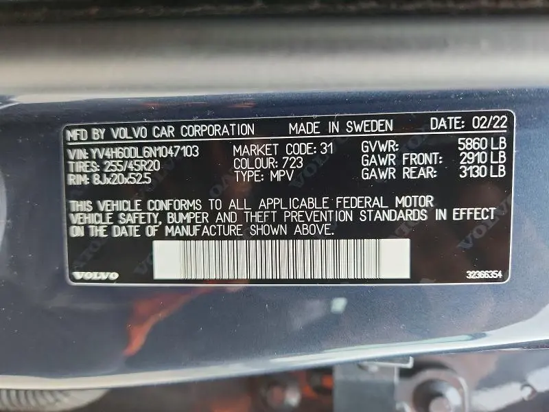 2022 VOLVO XC60 T8 RECHARGE INSCRIPTION  