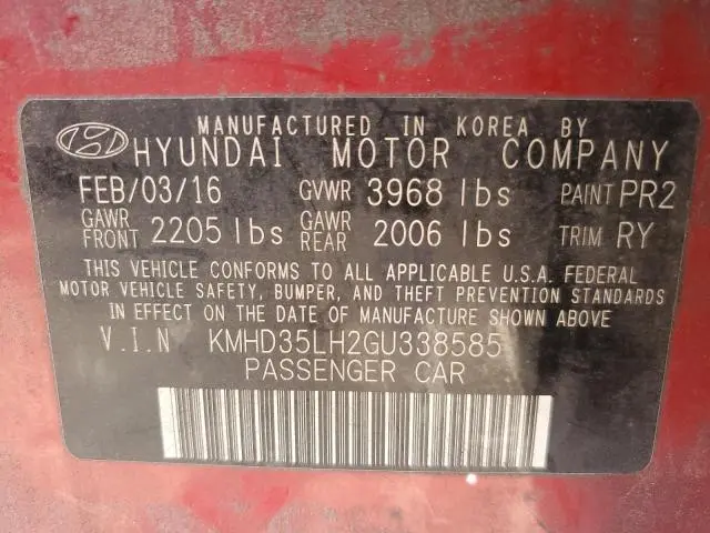 2016 HYUNDAI ELANTRA GT   