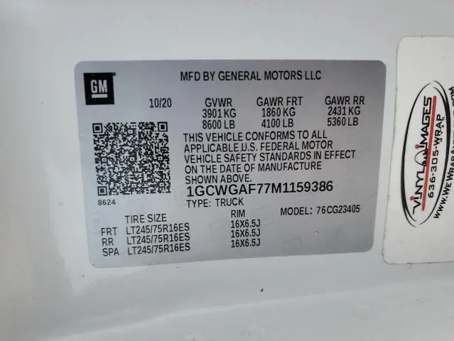 2021 CHEVROLET EXPRESS G2500   