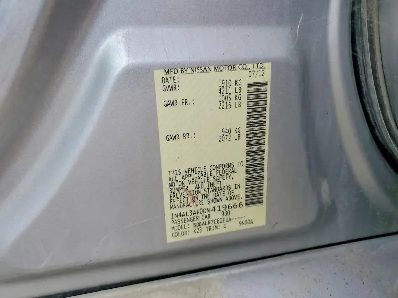 2013 NISSAN ALTIMA 2.5/S/SV/SL  