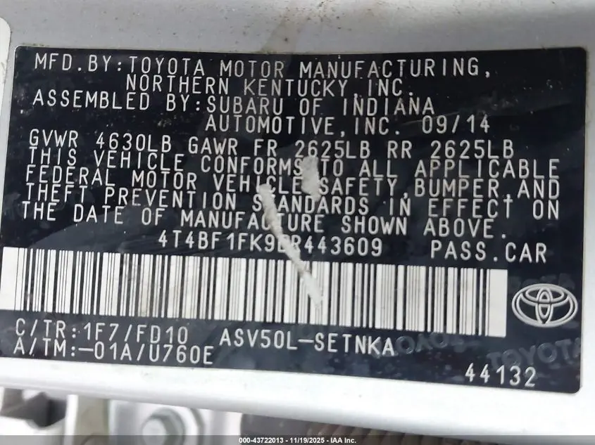 2014 TOYOTA CAMRY LE