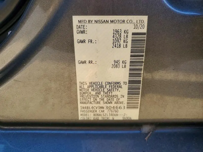 2021 NISSAN ALTIMA 2.5 SR  