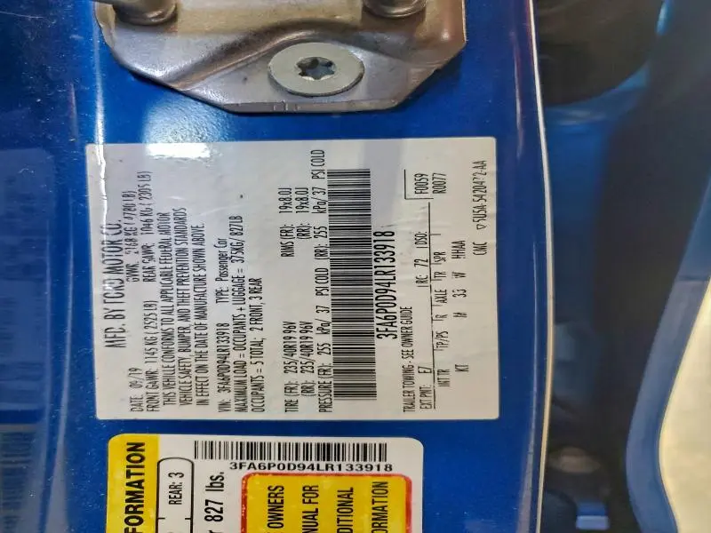 2020 FORD FUSION TITANIUM  