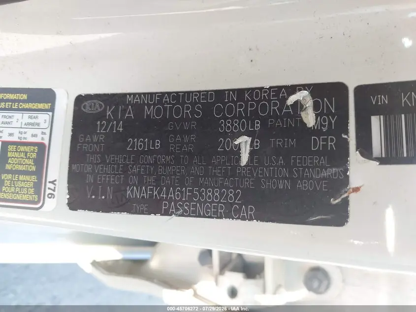 2015 KIA FORTE LX