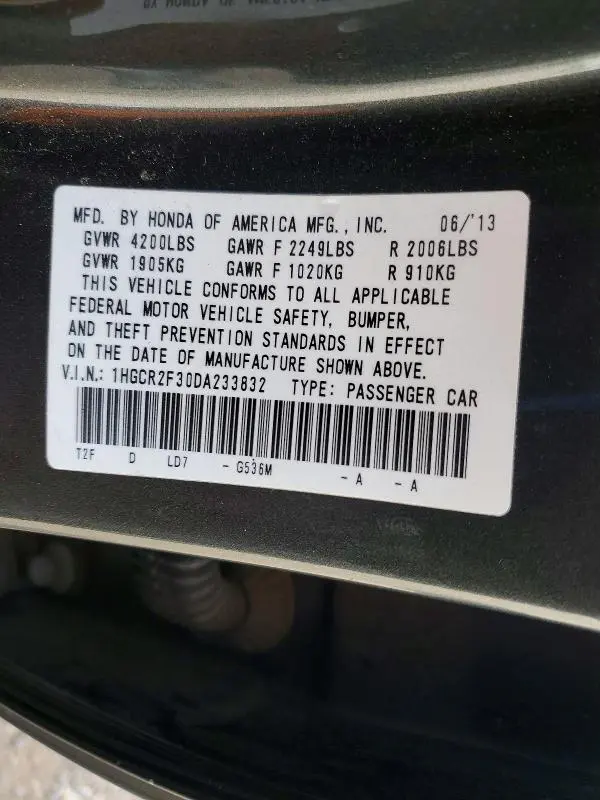 2013 HONDA ACCORD LX  