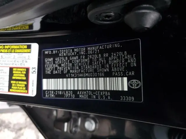 2021 TOYOTA CAMRY XSE  