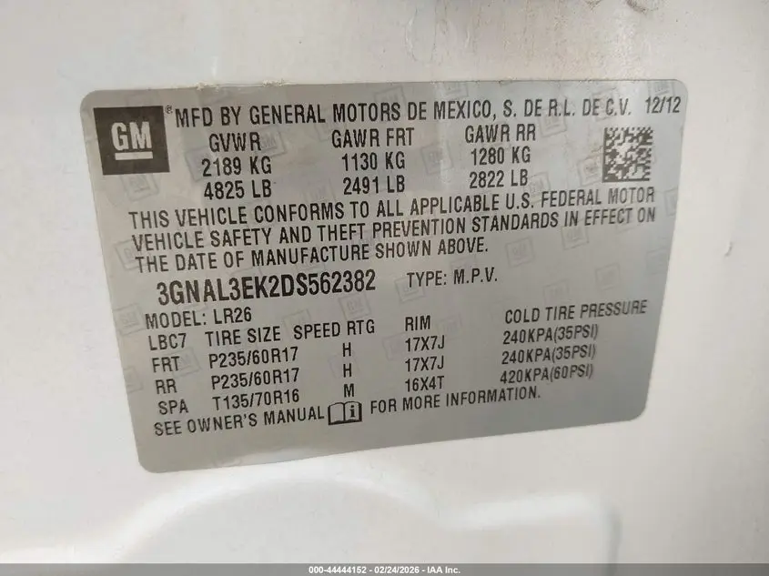 2013 CHEVROLET CAPTIVA SPORT LT