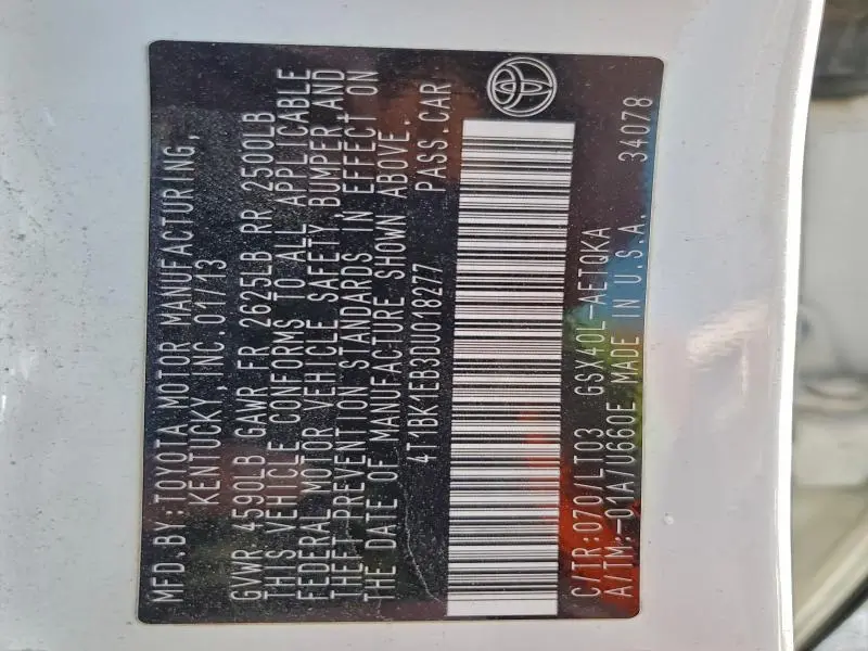 2013 TOYOTA AVALON BASE  